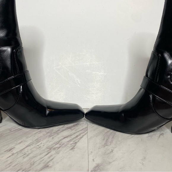 Sam Edelman Suzette Black Patent Chelsea Heeled Bootie 7 1/2 M - Picture 7 of 15
